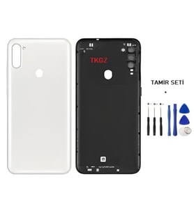 Samsung Galaxy A11 - SM-A115F FULL Kasa Arka Kapak Takım BEYAZ - TAMİR SETİ