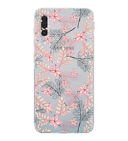 Samsung Galaxy A30s  Kamera Korumalı  Kapak Floral Kırmızı Tasarımlı  Şeffaf Kılıf