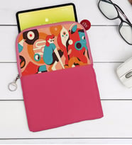 BK Gift Modern Soyut Tasarımlı Taşınabilir Koruyucu Tablet Kılıfı & Organizer Çanta - Pembe-6