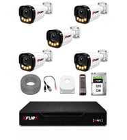 FURY 5 Kameralı Güvenlik Kamera Seti 4 Warm LED Gece Renkli Görüş 320 GB HDD