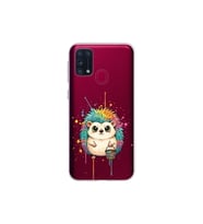 Samsung Galaxy M31 ile Uyumlu Splash Kirpi Tasarımlı Şeffaf Silikon Kılıf