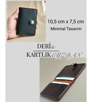 Hakiki Deri Erkek Siyah Minimalist Avuçiçi Tasarım Kartlık & Cüzdan DRC12