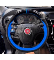Fiat Grande Punto Dikme Direksiyon Kılıfı Parlak Siyah Mavi Detaylı Mavi Çift Yüzük ve Dikiş 2005-2009