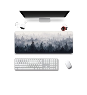 SonicTouch Klavye Mousepad 40x90cm Dikişsiz Pürüzsüz Sıvı Geçirmez Kaymaz Taban Kuzey Ormanları