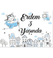 Uçan Ayıcık Temalı Doğum Günü Afişi