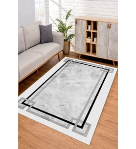 Dijital Kaymaz Taban Yıkanabilir Renkli Salon Halısı Mutfak Halısı Yolluk ND-SD-1128 (Gri)