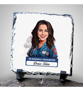 Kişiye Özel Hediye Karikatürlü En Başarılı Kadın Paramedik Dekoratif Taş