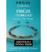 Sertifikalı Doğal Terahertz Firuze (Turkuaz) Taşı Bileklik 6x6 mm - Koruma ve Şifa Taşı (Çok Renkli)
