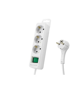 Akım Korumalı Uzatma Kablosu 3 Priz Anahtarlı 306 Joule 3G1.0Mm Tam Bakır 1.5M - Beyaz SPGF03