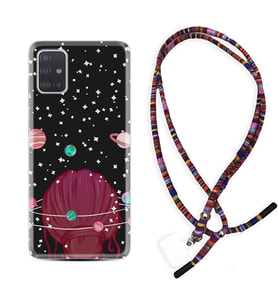 Samsung a71 A72 A73 A7 A9 2018 C7 C9 Kılıf Boyun Asklı Rasta Silikon Space Woman 1311