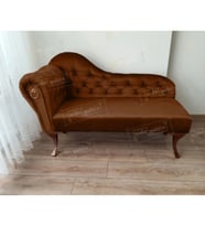 Dekoratif Bihter Koltuk Josefin Puf 110 cm Ceviz Ayak (Kahverengi)