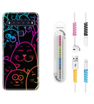TCL 10L 10 Plus 10SE 20E 20SE 30SE L7 Kılıf Kablo Koruma Spiral Silikon Neon Cats 1790