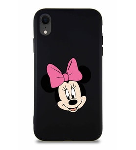 Apple iPhone XR Soft Premier Kapak Minnie Mouse-C Tasarımlı Silikon Kılıf - Siyah (Şeffaf)