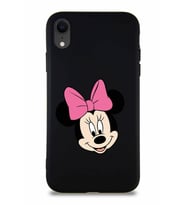 Apple iPhone XR Soft Premier Kapak Minnie Mouse-C Tasarımlı Silikon Kılıf - Siyah (Şeffaf)