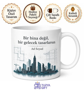 Dünya Mimarlık Günü Hediye Kupa Şehirleri Şekillendiren Mimarlara Özel Tasarım Bardak