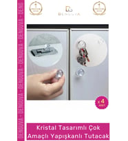 #Kulp Kristal Elmas Kesim Vidasız Montaj Dekoratif Çok Amaçlı Yapışkanlı Tutacak Buton - 4 Adet