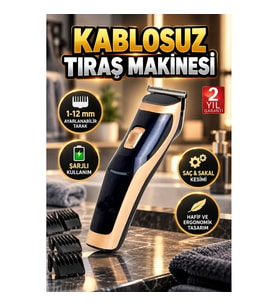 Şarjlı Saç ve Sakal Kesme Makinesi – Unisex, 1–12 mm Ayarlanabilir Taraklı
