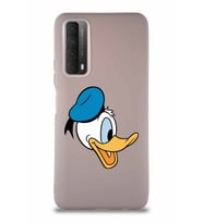 Huawei P Smart 2021 Soft Premier Kapak Donald Duck-F Tasarımlı Silikon Kılıf - Pudra (Şeffaf)