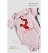 Babasının Kopyası Baskılı Bebek Zıbını – Çıtçıtlı Body  %100 Pamuk Kısa Kol (Bebek Pembesi)