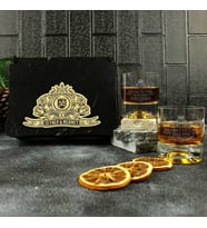 Ahşap Kutulu Retro Tasarımlı Kişiye Özel 2'li Viski Kadehi Seti