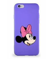 Apple iPhone 6 Soft Premier Kapak Minnie Mouse-A Tasarımlı Silikon Kılıf - Mor (Şeffaf)