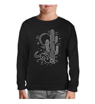 Çölde Kaktüs Siyah Çocuk Sweatshirt