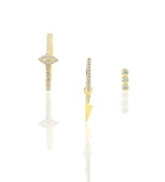 Gümüş altın yaldızlı zirkon taşlı eye kombin küpe SGTL12109GOLD