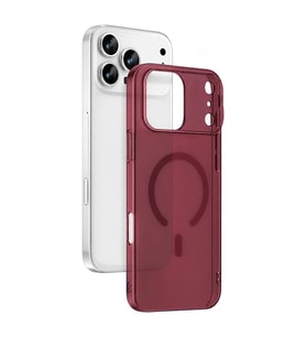 Newface Apple İphone 18 Pro Max Combo Sert Şeffaf Magsafe Kapak - Bordo