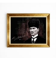 Tablore Mustafa Kemal Atatürk Kalpaklı Portresi Ve İmzalı Çerçeveli Tablo
