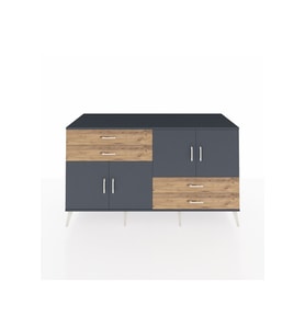Kronos Konsol 3 Raflı 4 Çekmeceli 4 Kapaklı 176x59x99 Antrasit-Antrasit/Çam