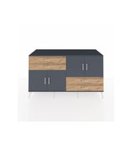 Kronos Konsol 3 Raflı 4 Çekmeceli 4 Kapaklı 176x59x99 Antrasit-Antrasit/Çam