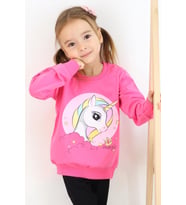 Breeze Kız Çocuk Sweatshirt Baskılı Unicorn 1.5-5 Yaş, Pembe