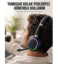 Bluetooth 5.0 Rgb Işıklı Mikrofonlu Kablosuz Kulak Üstü Kulaklık
