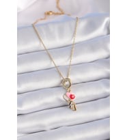 Northcity 316L Çelik Gold Renk Renkli Kalp Figür Charm Model Kadın Kolye 5886