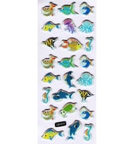 Sticker Kabartmalı Sticker Defter Planlayıcı Etiket (cb514) 16x7 cm- Mutlu Balıklar