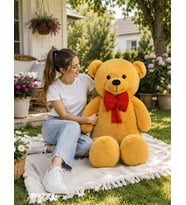 Mavimsi 140 cm Kırmızı Papyonlu Ayıcık (Kahverengi)