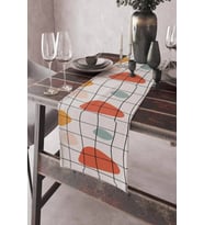 Turuncu Modern Desenli Premium Masa Örtüsü Runner RNR040