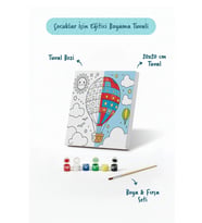 Balon Temalı Çocuk Boyama Tuvali – Şövalesiz Eğitici Boyama Seti 20x20 cm