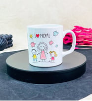 Çizgi Anne Kız Ve Erkek Çocuk Tasarımlı Kupa Bardak