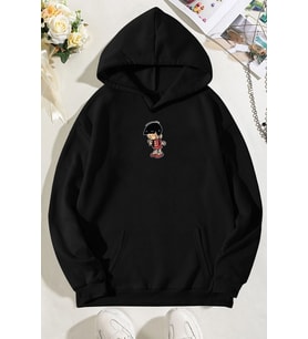 Unisex Chen Üzümlü Kekim Baskılı Sweatshirt (Siyah)