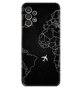 Samsung Galaxy M14 Kılıf Resimli Desenli Silikon Platinium Series Black Plane 1868