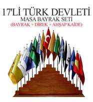 17'li Türk Devletleri Masa Bayrağı Seti 15x22,5 (Kırmızı)