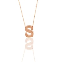 Söğütlü Silver Gümüş rose üç boyutlu minimal  S  harf kolye