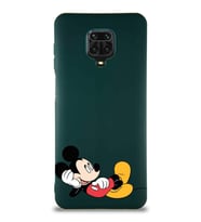 Xiaomi Redmi Note 9S Soft Premier Kapak Mickey Mouse-F Tasarımlı Silikon Kılıf - Yeşil (Şeffaf)