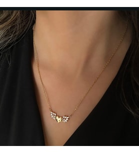 Kararmaz Paslanmaz Zirkon Taşlı Küçük Kalp Modeli Gold Renk Çelik Kolye