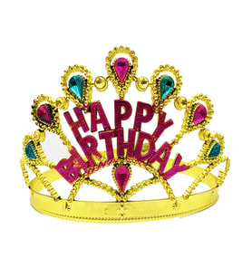 Altın Renk Happy Birthday Yazılı Doğum Günü Tacı 60 cm