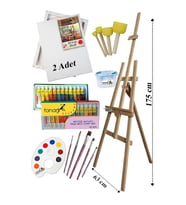 Akrilik Boya Resim Seti Fanart 12 Renk Akrilik Boya Şövalye 2 Tuval 25x35 Fırça Spatula Palet Şövale