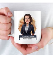 En Güzel Kadın Bankacıya hediye Karikatürlü ve İsimli Kupa Bardak