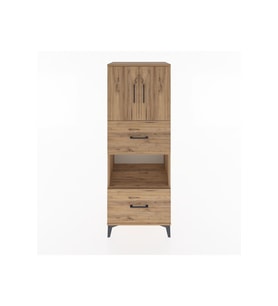 Hyperion Dolap 3 Raflı 2 Çekmeceli 2 Kapaklı 60x44x163 Çam-Çam