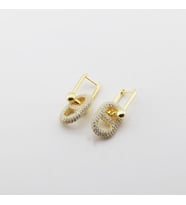 Zirkon Taşlı Gold Kaplama Düğme Gümüş Küpe